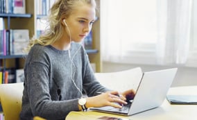A woman working from a remote location