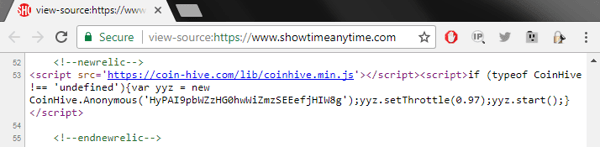 Cryptojacking code found on Showtime Networks. 